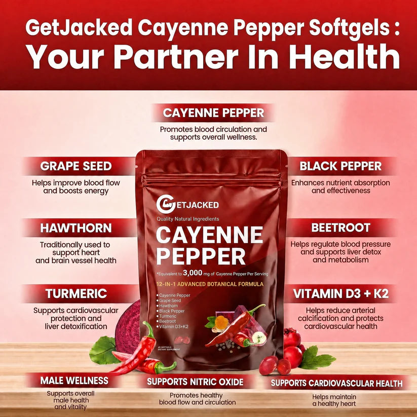 Support Vascular Function with GetJacked Cayenne Softgels