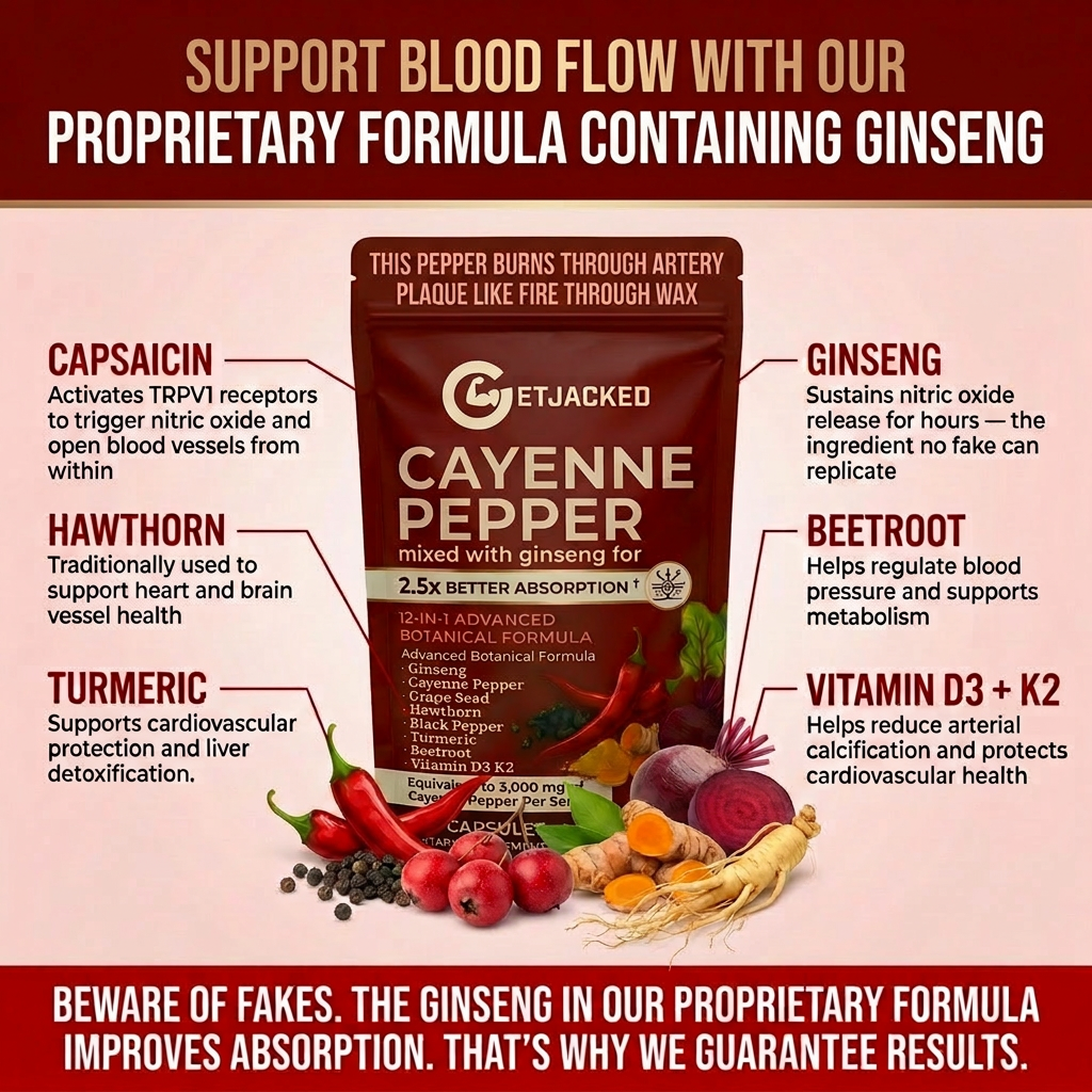Support Vascular Function with GetJacked Cayenne Softgels Buy 1