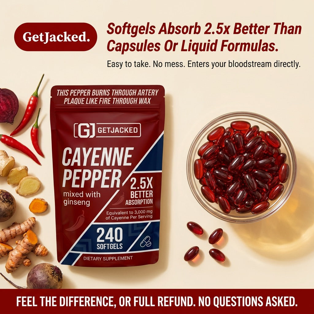 Support Vascular Function with GetJacked Cayenne Softgels new